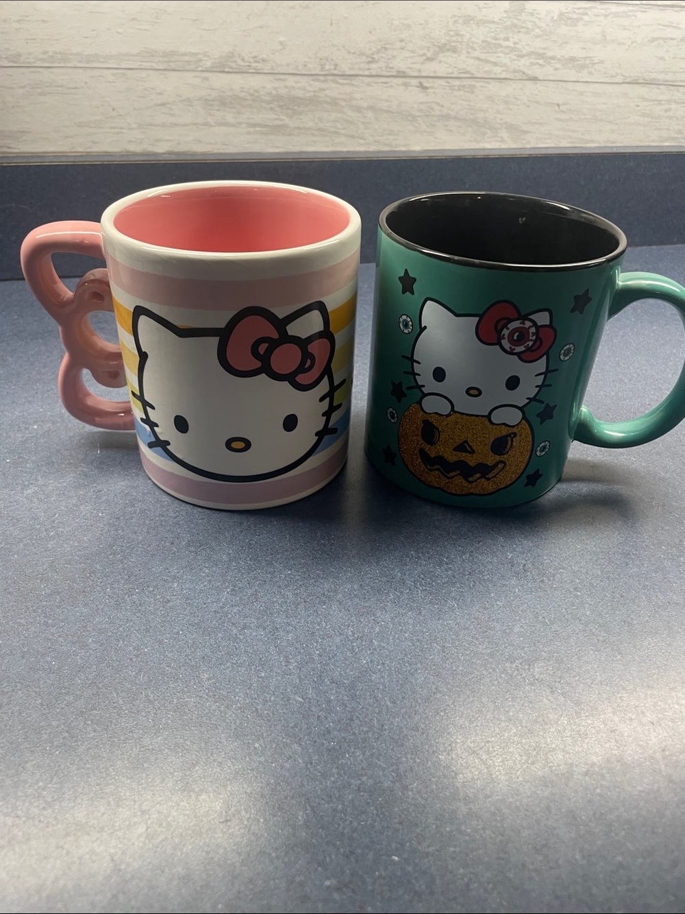 Hello Kitty Pink and Teal Ceramic Mug Pair